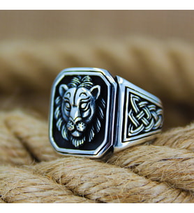 925 Ayar 3D Aslan Figürlü Gümüş Erkek Yüzüğü