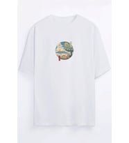 Totoro Anime Baskılı Unisex - Beyaz Oversize T-shirt