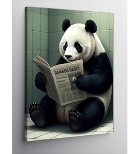 Kanvas Tablo Gazete Okuyan Panda