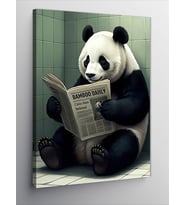 Kanvas Tablo Gazete Okuyan Panda