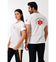 Paramedik Yuvarlak Yaka Penye Kısa Kol Tshirt - Beyaz