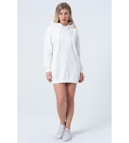 Ekru Uzun Sweatshirt Elbise Tunik Uzun Kollu Yandan Cepli