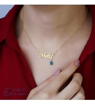 Gökdeniz 925 Nazar Detaylı Kişiye Özel İsimli 925 Ayar Gümüş Hediyelik Kadın Gold Kolye