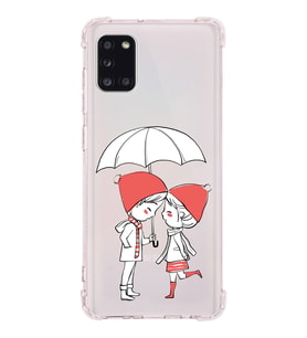 Samsung Galaxy A31 Uyumlu Köşe Korumalı Antişok Kapak Aşk Tasarımlı Şeffaf Silikon Kılıf