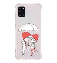 Samsung Galaxy A31 Uyumlu Köşe Korumalı Antişok Kapak Aşk Tasarımlı Şeffaf Silikon Kılıf