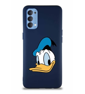 Oppo Reno 4 Soft Premier Kapak Donald Duck-B Tasarımlı Silikon Kılıf - Lacivert (Şeffaf)