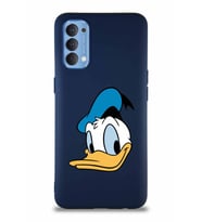 Oppo Reno 4 Soft Premier Kapak Donald Duck-B Tasarımlı Silikon Kılıf - Lacivert (Şeffaf)