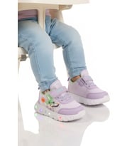 Ruffon Füme Cırtlı Işıklı Fileli Hafif Bebek Spor Ayakkabı 1015 B (Lila)