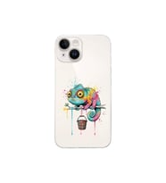 iPhone 14 Plus ile Uyumlu Splash Bukalemun Tasarımlı Şeffaf Silikon Kılıf