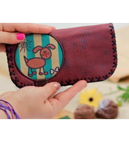 Köpek Figürlü Büyük Cüzdan Etnik Bohem Retro Vintage Style - BORDO