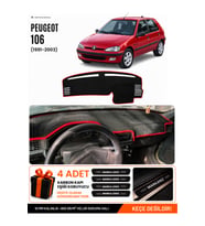 PEUGEOT 106 (1991-2003) Uyumlu Torpido Örtüsü Torpido Kılıfı - Siyah Kırmızı