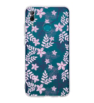 PrintiFy Huawei Psmart 2019 Uyumlu Kamera Korumalı Floral Pudra Tasarımlı Şeffaf Silikon Kılıf