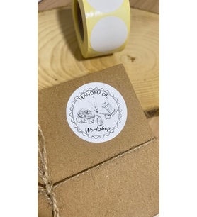 Handmade Workshop Yuvarlak Yapışkanlı Etiket 5x5cm 100 Adet