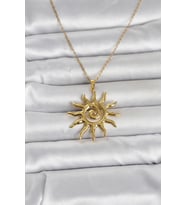 316L Çelik Gold Renk Bohem Güneş Model Kadın Kolye 5886 - 1OL8504-3657
