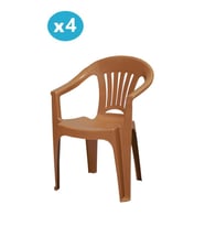 Omnipazar MT-GF141 Zaffiro Plastik Bahçe Balkon Sandalye 4'lü Set (Kahverengi)