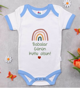 BK Kids Babalar Günün Kutlu Olsun Tasarımlı Mavi Bebek Body Zıbın-1