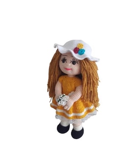 Sarı Güzeli Bebek Amigurumi Organik Oyuncak