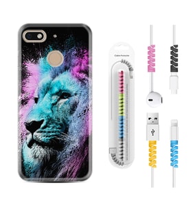General Mobile GM8 Go GM9 GM20 Pro Plus Kılıf Kablo Koruma Spiral Silikon Pink Blue Leon 1603