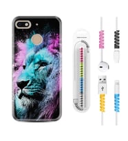 General Mobile GM8 Go GM9 GM20 Pro Plus Kılıf Kablo Koruma Spiral Silikon Pink Blue Leon 1603