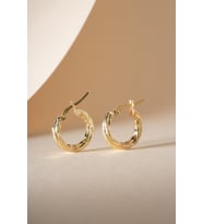 925 Ayar Gümüş Gold Kaplama Çizgili 18 mm Şarnel Halka Küpe