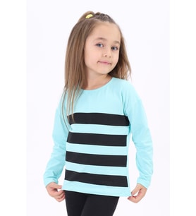Toontoy Kız Çocuk Baskılı Tişört (Su Yeşili)