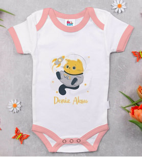 BK Kids Kişiye Özel Pembe Bebek Body Zıbın - Model 194