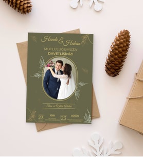 BK Gift Kişiye Özel Fotoğraflı Düğün Davetiyesi Model 73 (100Adet)