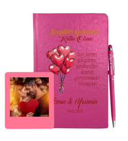 Sevgililer Gününe Özel Pembe Defter Kalem & Instagram Çerçeve Hediye Seti 28
