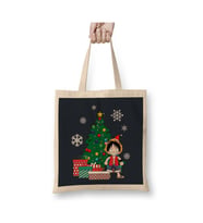 Monkey D Luffy Around The Christmas Tree Beyaz Bez Çanta Uzun Saplı Alışveriş Çantası Yılbaşı