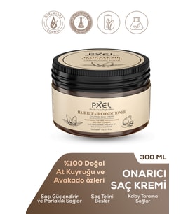 PXEL Onarıcı Saç Kremi 300 ML  Kuru ve Yıpranmış Saçlara Özel Yoğun Bakım  Shea Yağı, Biotin, Kafein ve Bitkisel Protein İçerikli Saç Kırığı Karşıtı