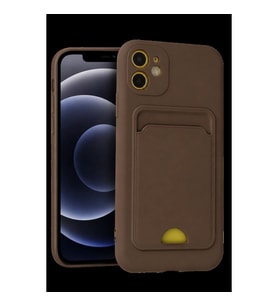 Apple İphone 11 Kılıf Kelvin Kartvizitli Silikon - Kahverengi