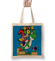 Süper Mario E Yoshi Bez Çanta Uzun Saplı