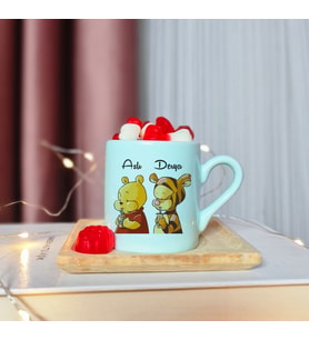 Winnie The Pooh & Tigger Tasarımlı Kişiye Özel Yeşil Türk Kahvesi Fincanı