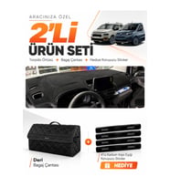 CITROEN BERLINGO K9 (2018-2026) Uyumlu Torpido Örtüsü + Deri Bagaj Çantası + Sticker Seti - Siyah