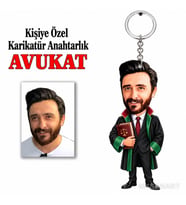 Kişiye Özel Kişiye Avukat Karikatür Anahtarlık Karikatürlü 8 cm MDF Anahtarlık - Avukat Hediyesi Avukata ve Hukukçuya Hediye