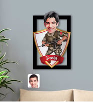 BK Gift Kişiye Özel İsimli Asker Karikatürlü 3D Ahşap Tablo-1