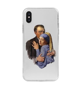 Iphone XS MAX Uyumlu Van Gogh & İnci Küpeli Kız Tasarımlı Şeffaf Telefon Kılıfı