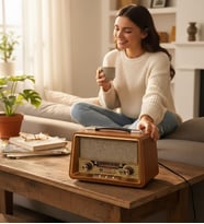 RT-680 Sevdiklerinize Özel Hediye Gerçek Ahşap Nostaljik Radyo Bluetooth Hoparlör Müzik Kutusu