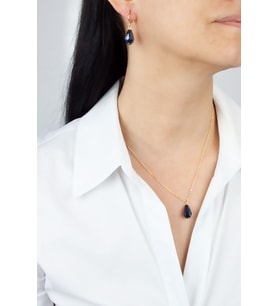 Kristal Uçlu Gold Kolye Küpe Set