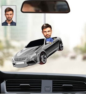 Kişiye Özel Fotoğraflı Mercedes Tasarımlı Karikatür Araba Dikiz Ayna Süsü