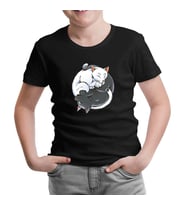 Yin Yan Cats Siyah Çocuk Tshirt