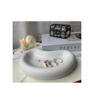 Oval Görünümlü Taş Tozu Dekoratif Tabak/Kase (Beyaz)
