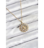 316L Çelik Zincir Gold Renk Güneş Model Kadın Kolye 5886 - SSSSSS8585-4735