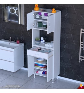 Modilayn ARDA Banyo Dolabı 55x173x32,5cm 1 çekmece 4 kapak ve 7 raflı İhtiyaca uygun kolay kurulum