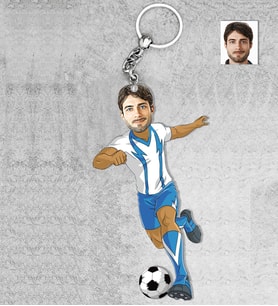 Kişiye Özel Futbolcu Erkek Ahşap Anahtarlık-1