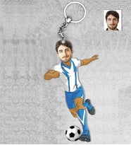 Kişiye Özel Futbolcu Erkek Ahşap Anahtarlık-1