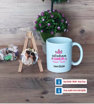 Anneler Günü Kupa Bardak Beyaz ve Fotoğraflı Ahşap Anahtarlık Hediye (Model 1)
