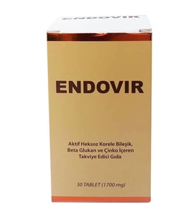Endovir Aktif Heksoz Korele Bileşik Betaglukoan ve Çinko İçeren Takviye Edici Gıda 1700 mg 30 Tablet