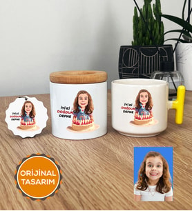 Kız Çocuğa Doğum Günü Hediyesi Hediye Seti T Kupa, Kalemlik, Anahtarlık Kız Çocuk Hediyeleri (Sarı)