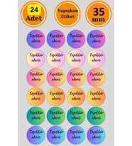 24 Adet Renkli Teşekkür Ederiz Sticker - Paketleme Sticker - Teşekkür Sticker - Hediye Sticker (Pembe)